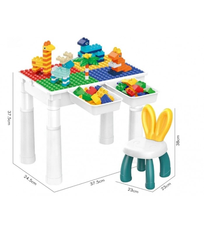 Set de construcción y mesa de actividades para niños