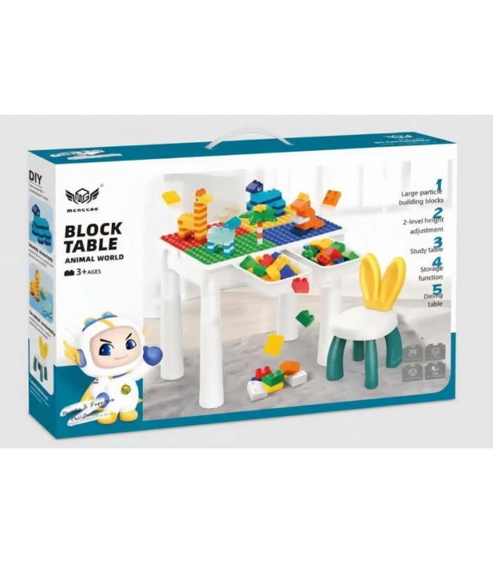 Set de construcción y mesa de actividades para niños