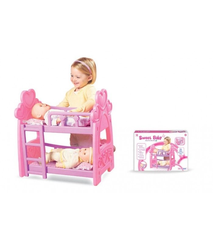 Camarote Para 2 Muñecas con Escalera de Niñas Rosado
