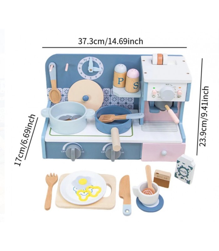 Juego de Cocina con Cafetera de Madera