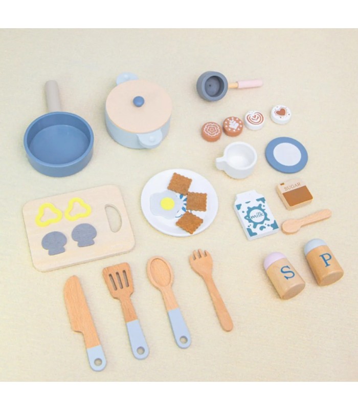 Juego de Cocina con Cafetera de Madera