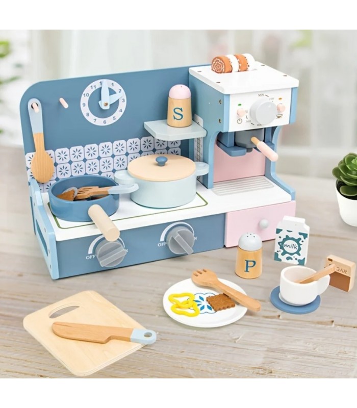 Juego de Cocina con Cafetera de Madera