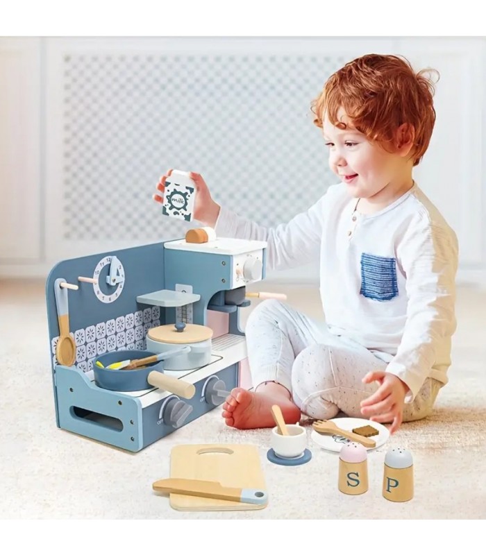 Juego de Cocina con Cafetera de Madera