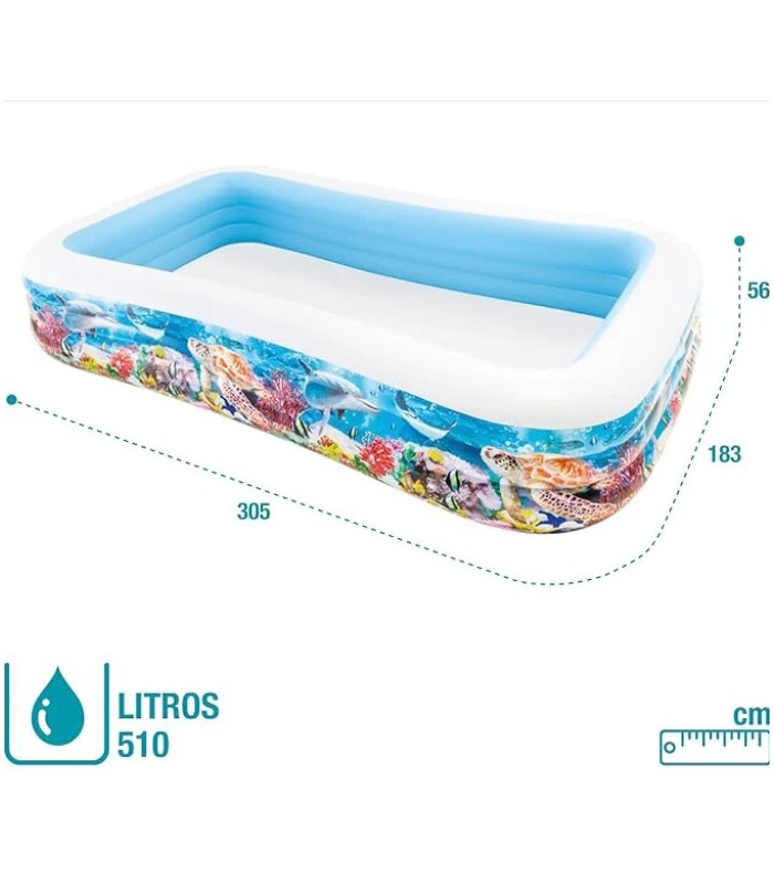 piscina inflable peces intex 305 cm x 183 cm x 56 cm.