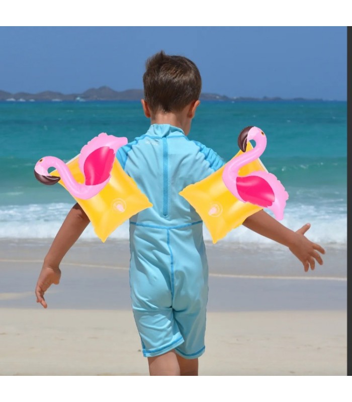 Flotador Para Brazos Flamingo. Amarillo Y Rosa