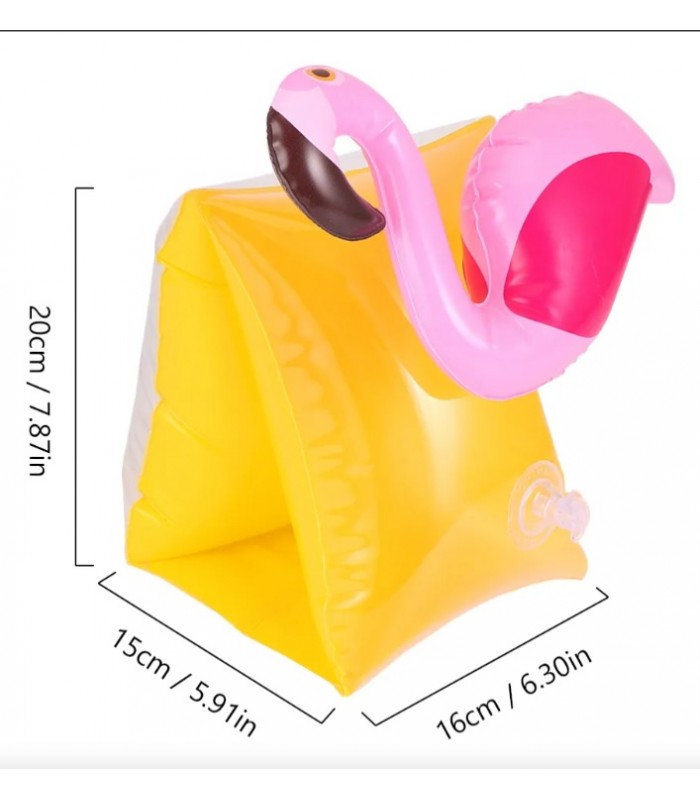 Flotador Para Brazos Flamingo. Amarillo Y Rosa