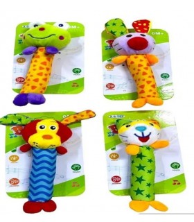 PACK X 4 Sonajas Peluche Animales Tela Estimulación Bebés