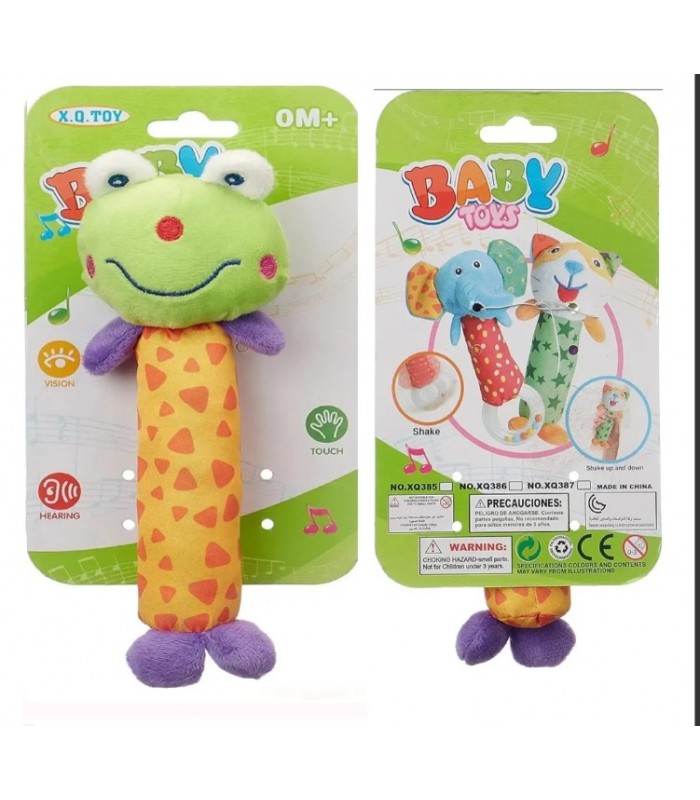 PACK X 4 Sonajas Peluche Animales Tela Estimulación Bebés