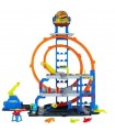 Garaje Con MEGAlooping De Hot Wheels Con 1 Coche De Juguete Metálico Y 1 Helicóptero De Juguete A Escala 1:64