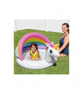 INTEX - Piscina unicornio bebe con base acolchada 127x102x69 cm