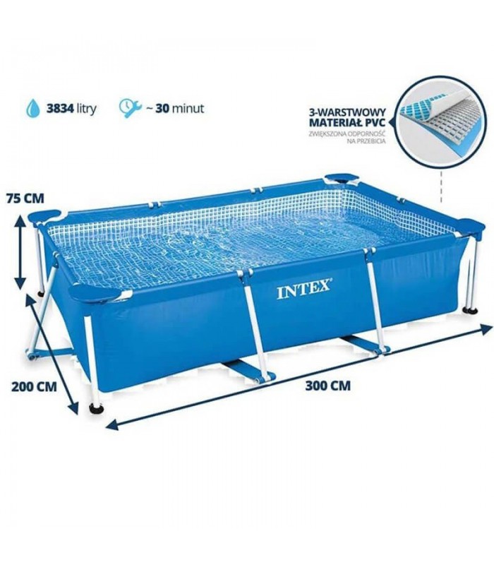 INTEX -  Piscina Estructural Rectangular 300 x 200 x 75 cm