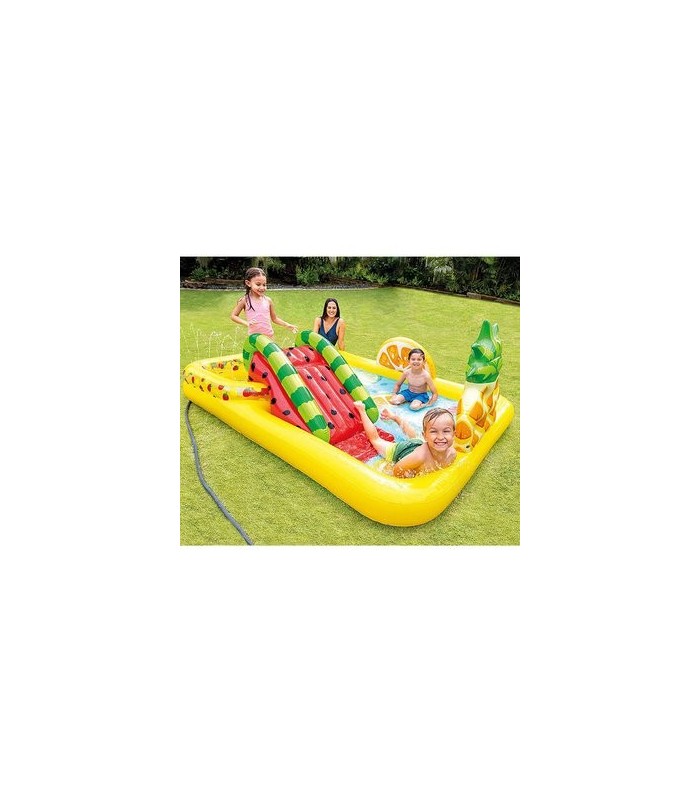 Intex Piscina inflable con Centro de juegos frutas con tobogán y pulverizador
