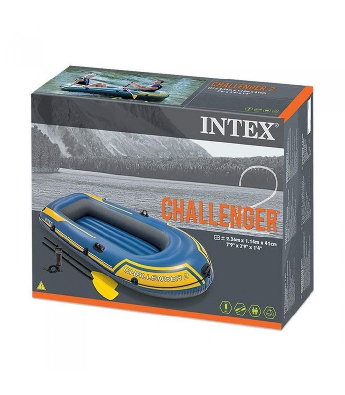 Intex - Bote Chalenger con remos e inflador 236x114x41 cm para 2 personas